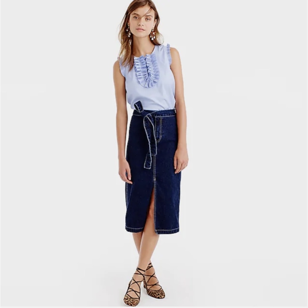 J. CREW Denim Tie-waist MIDI Skirt